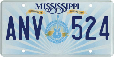 MS license plate ANV524