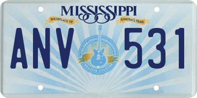 MS license plate ANV531