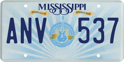 MS license plate ANV537