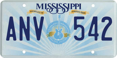 MS license plate ANV542