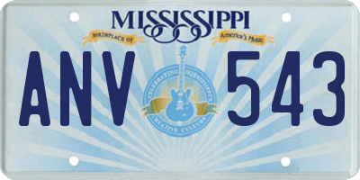 MS license plate ANV543