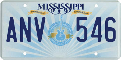 MS license plate ANV546