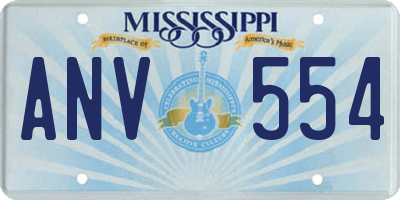 MS license plate ANV554