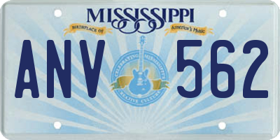MS license plate ANV562