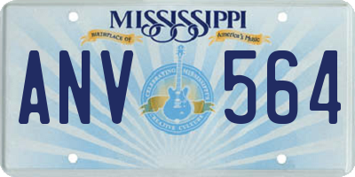 MS license plate ANV564