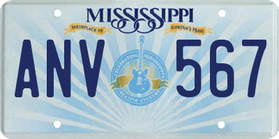 MS license plate ANV567