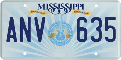 MS license plate ANV635