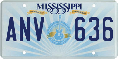 MS license plate ANV636