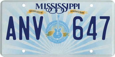 MS license plate ANV647