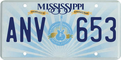 MS license plate ANV653
