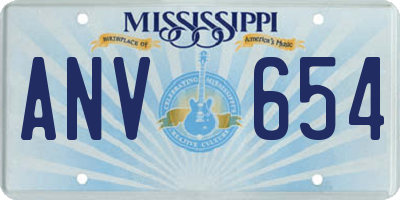MS license plate ANV654