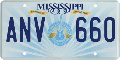 MS license plate ANV660