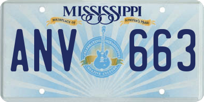 MS license plate ANV663
