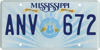 MS license plate ANV672