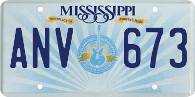 MS license plate ANV673