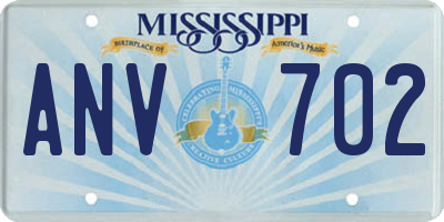 MS license plate ANV702