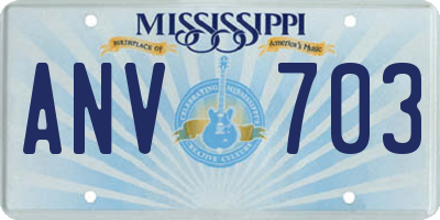 MS license plate ANV703