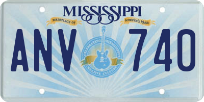 MS license plate ANV740