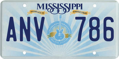 MS license plate ANV786