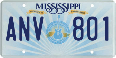 MS license plate ANV801