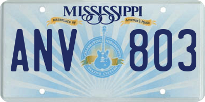 MS license plate ANV803
