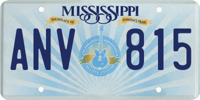 MS license plate ANV815