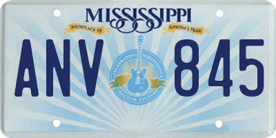 MS license plate ANV845