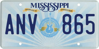 MS license plate ANV865