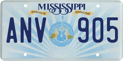 MS license plate ANV905