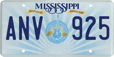 MS license plate ANV925