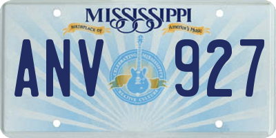 MS license plate ANV927