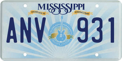 MS license plate ANV931