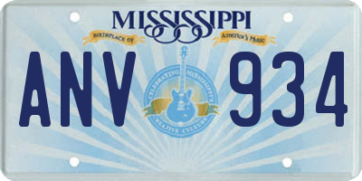 MS license plate ANV934