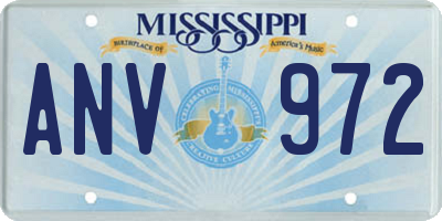 MS license plate ANV972