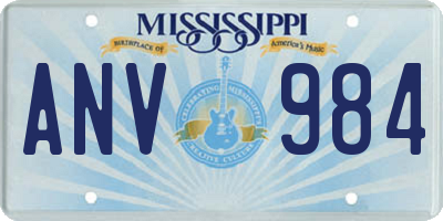 MS license plate ANV984