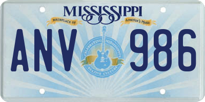 MS license plate ANV986