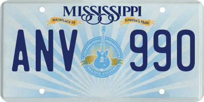 MS license plate ANV990