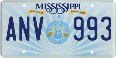 MS license plate ANV993