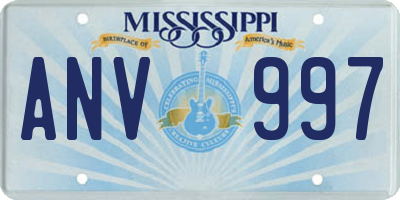 MS license plate ANV997