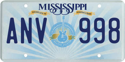 MS license plate ANV998