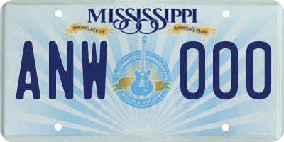 MS license plate ANW000