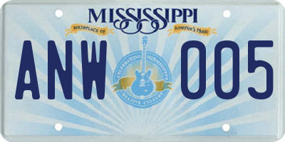 MS license plate ANW005