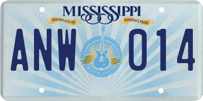 MS license plate ANW014