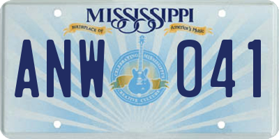 MS license plate ANW041