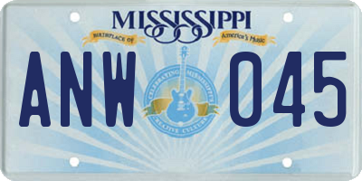 MS license plate ANW045