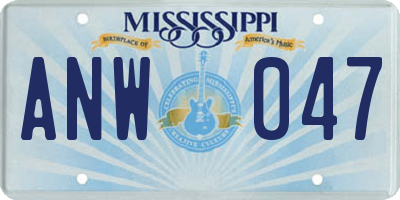 MS license plate ANW047