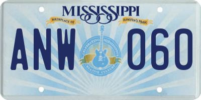MS license plate ANW060