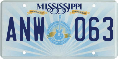 MS license plate ANW063