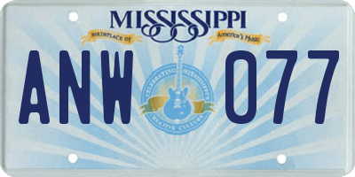 MS license plate ANW077