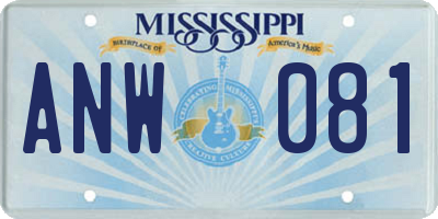 MS license plate ANW081